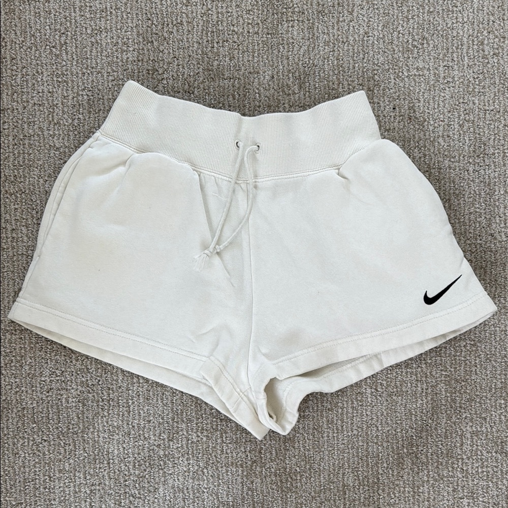 Nike White Athletic Shorts with Elastic Waistband